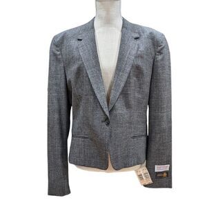 Habersham Mark Shale Women's 100% Wool Grey Single Button Blazer Size 16 NWT